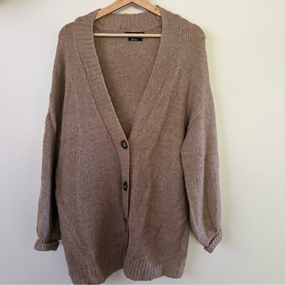 Mango Taupe Cardigan Sweater